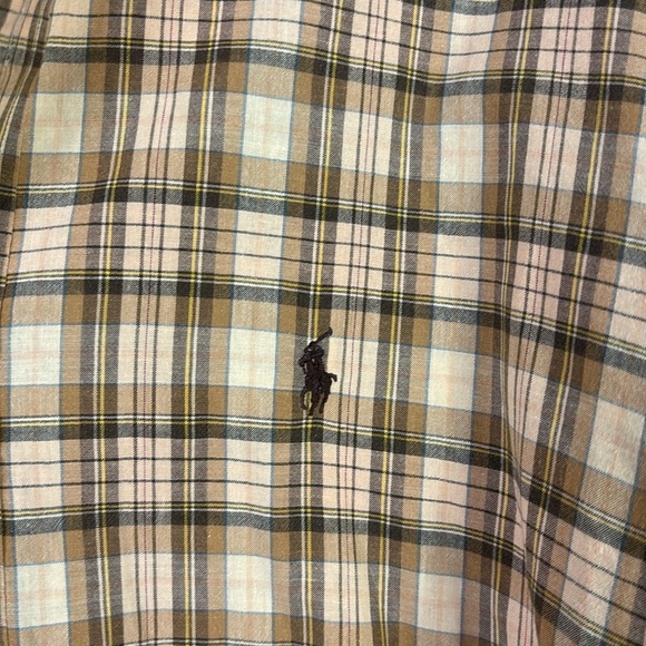 Ralph Lauren Button Down Shirt Brown Beige Plaid Blake Vintage size Large - Picture 4 of 7
